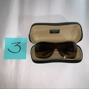 3) CHANEL gold & tortoise shell wrap shield sunglasses with case CHANEL | Accessories | 3 Chanel Gold Tortoise Shell Wrap  main image 2
